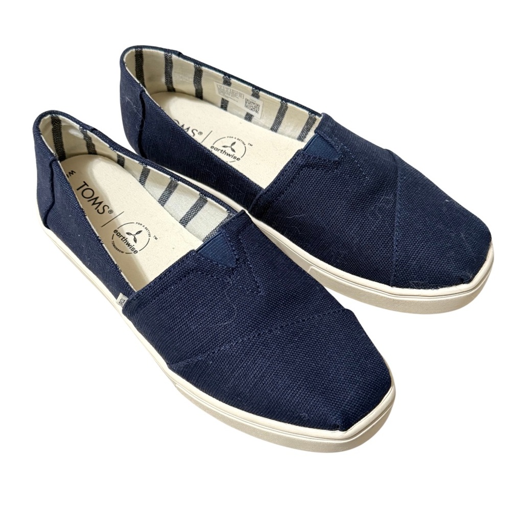 NEW TOMS Navy Blue Slide On Sneakers Shoes Women’s Sz 8 Earthwise